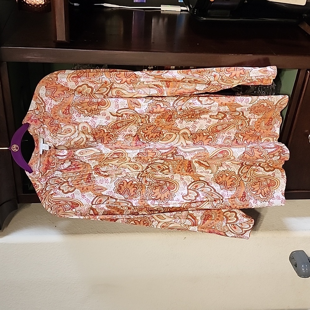 Charter's Club 18W Orange Paisley Blouse